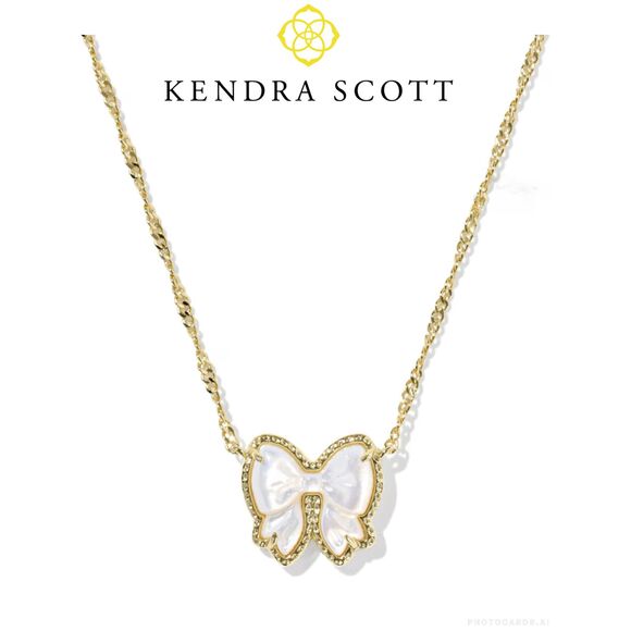 Kendra Scott Jewelry - NWOT Kendra Scott Haley Bow Ivory Mother Of Pearl Gold Necklace